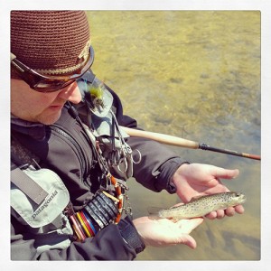 Nice little brown trout Nick fooled with the Tenkara.